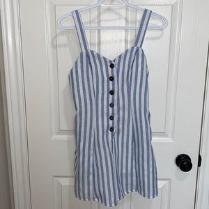 Linen Lux | Woman’s Striped Button Up Romper w/Adjustable Straps - Size Medium